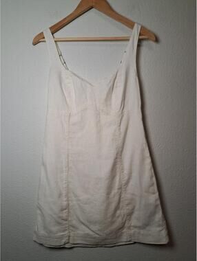 Abercrombie & Fitch Linen Blend Mini Dress White MT Clean Girl Minimalist SP